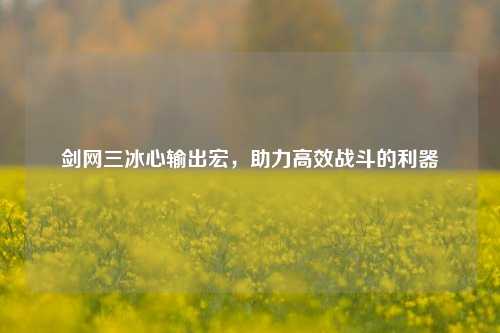 剑网三冰心输出宏，助力高效战斗的利器