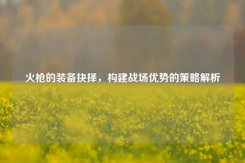 火枪的装备抉择，构建战场优势的策略解析