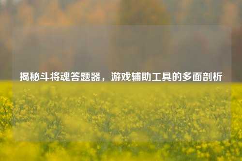 揭秘斗将魂答题器，游戏辅助工具的多面剖析