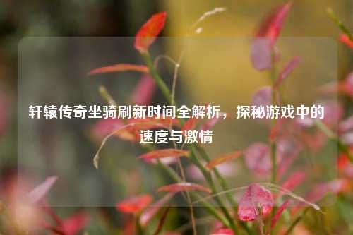 轩辕传奇坐骑刷新时间全解析，探秘游戏中的速度与激情