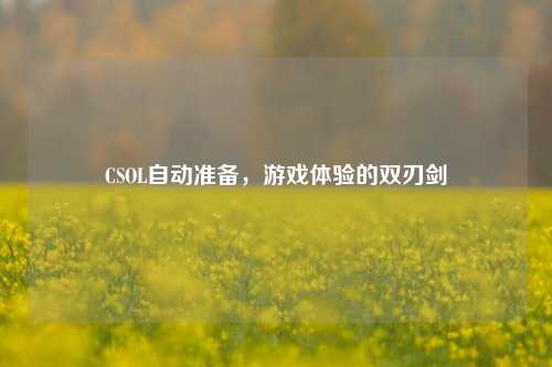 CSOL自动准备，游戏体验的双刃剑