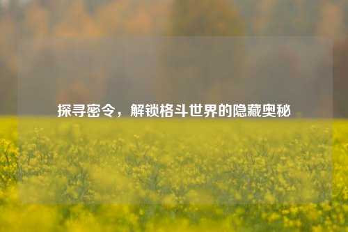 探寻密令，解锁格斗世界的隐藏奥秘