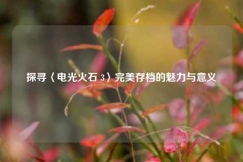 探寻〈电光火石 3〉完美存档的魅力与意义