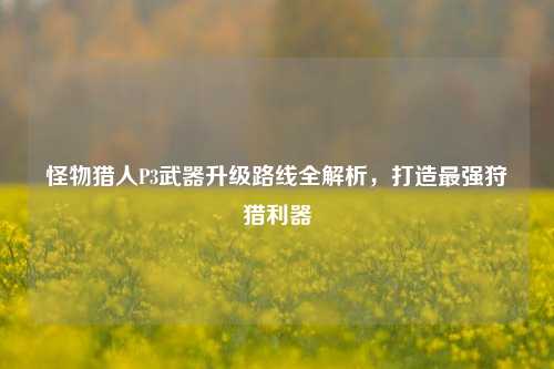 怪物猎人P3武器升级路线全解析，打造最强狩猎利器
