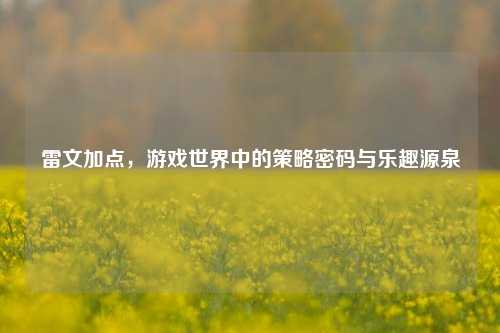雷文加点，游戏世界中的策略密码与乐趣源泉