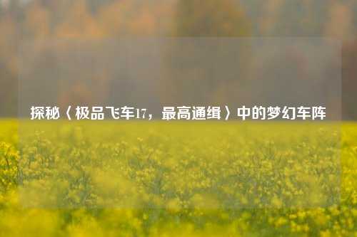 探秘〈极品飞车17，最高通缉〉中的梦幻车阵