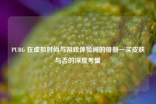 PUBG 在虚拟时尚与游戏体验间的徘徊—买皮肤与否的深度考量