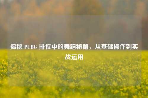 揭秘 PUBG 排位中的舞蹈秘籍，从基础操作到实战运用