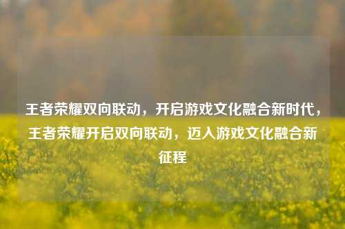 王者荣耀双向联动，开启游戏文化融合新时代，王者荣耀开启双向联动，迈入游戏文化融合新征程