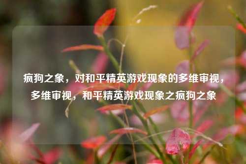疯狗之象，对和平精英游戏现象的多维审视，多维审视，和平精英游戏现象之疯狗之象