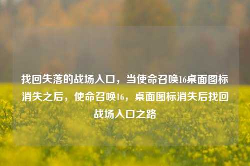 找回失落的战场入口，当使命召唤16桌面图标消失之后，使命召唤16，桌面图标消失后找回战场入口之路