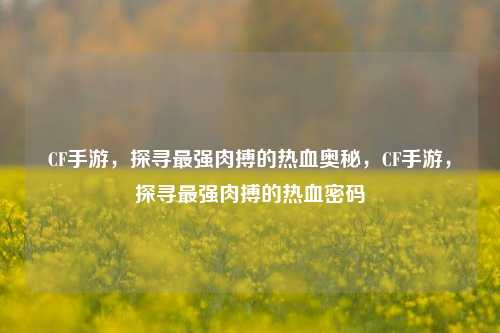 CF手游，探寻最强肉搏的热血奥秘，CF手游，探寻最强肉搏的热血密码
