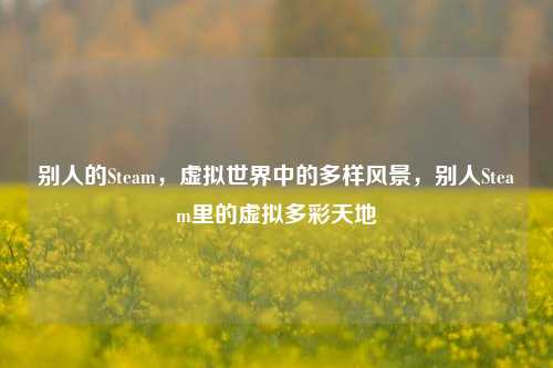 别人的Steam，虚拟世界中的多样风景，别人Steam里的虚拟多彩天地