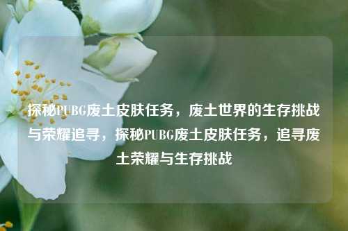 探秘PUBG废土皮肤任务，废土世界的生存挑战与荣耀追寻，探秘PUBG废土皮肤任务，追寻废土荣耀与生存挑战