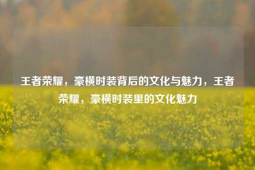 王者荣耀，豪横时装背后的文化与魅力，王者荣耀，豪横时装里的文化魅力