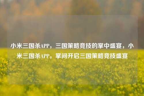 小米三国杀APP,三国策略竞技的掌中盛宴,小米三国杀APP,掌间开启三国策略竞技盛宴