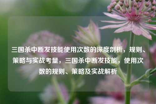 三国杀中断发技能使用次数的深度剖析，规则、策略与实战考量，三国杀中断发技能，使用次数的规则、策略及实战解析