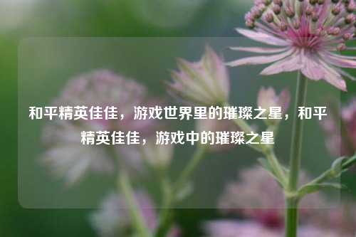 和平精英佳佳，游戏世界里的璀璨之星，和平精英佳佳，游戏中的璀璨之星