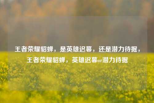 王者荣耀貂蝉，是英雄迟暮，还是潜力待掘，王者荣耀貂蝉，英雄迟暮or潜力待掘