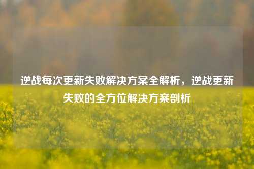 逆战每次更新失败解决方案全解析,逆战更新失败的全方位解决方案剖析