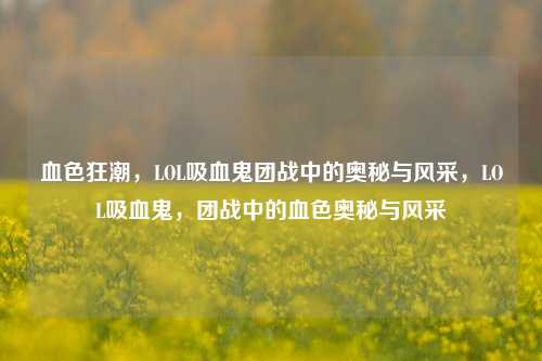 血色狂潮,LOL吸血鬼团战中的奥秘与风采,LOL吸血鬼,团战中的血色奥秘与风采