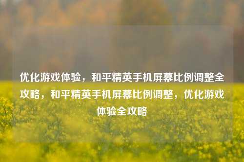 优化游戏体验,和平精英手机屏幕比例调整全攻略,和平精英手机屏幕比例调整,优化游戏体验全攻略
