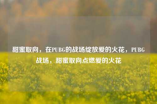 甜蜜取向,在PUBG的战场绽放爱的火花,PUBG战场,甜蜜取向点燃爱的火花