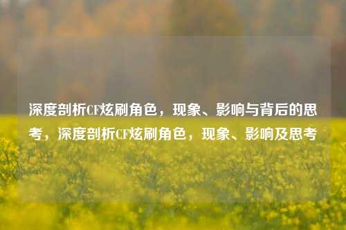 深度剖析CF炫刷角色,现象、影响与背后的思考,深度剖析CF炫刷角色,现象、影响及思考