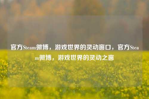 官方Steam微博,游戏世界的灵动窗口,官方Steam微博,游戏世界的灵动之窗