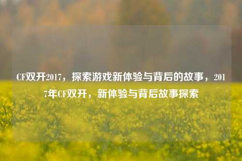 CF双开2017,探索游戏新体验与背后的故事,2017年CF双开,新体验与背后故事探索