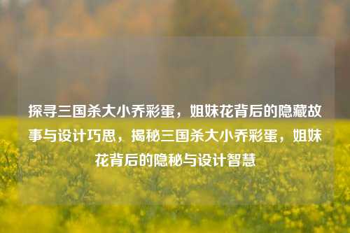 探寻三国杀大小乔彩蛋,姐妹花背后的隐藏故事与设计巧思,揭秘三国杀大小乔彩蛋,姐妹花背后的隐秘与设计智慧
