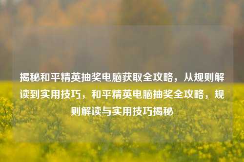 揭秘和平精英抽奖电脑获取全攻略，从规则解读到实用技巧，和平精英电脑抽奖全攻略，规则解读与实用技巧揭秘