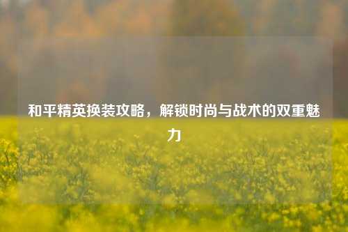 和平精英换装攻略,解锁时尚与战术的双重魅力